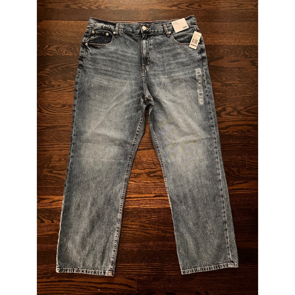 Aeropostale 90s Baggy Jeans Womens 18R Blue High Rise Non Stretch Cotton Denim